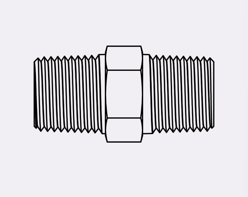 5404-06-06, MP-MP, Hex Pipe Nipple