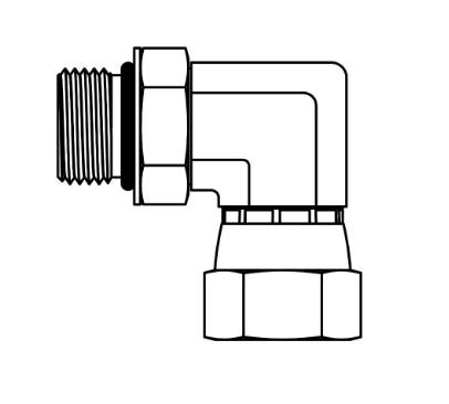 6809-06-06, MB-FJS90 - O-Ring to JIC Swivel Elbow 90°