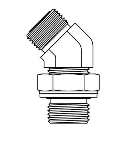 FF3802-06-06,MORFS-MBSPP45, ORFS to BSPP Elbow 45°